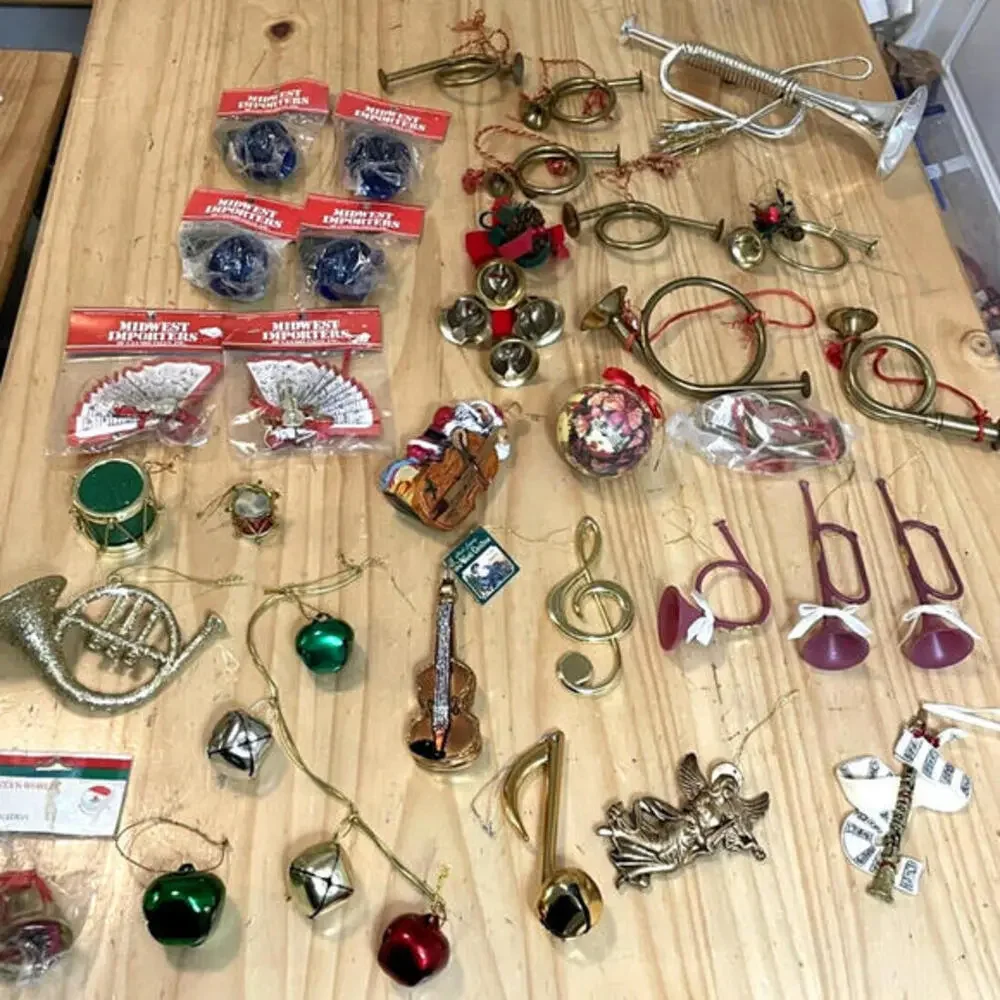Vintage Music Theme Christmas Ornament Lot Musical Holiday Tree Decor LOT of 32